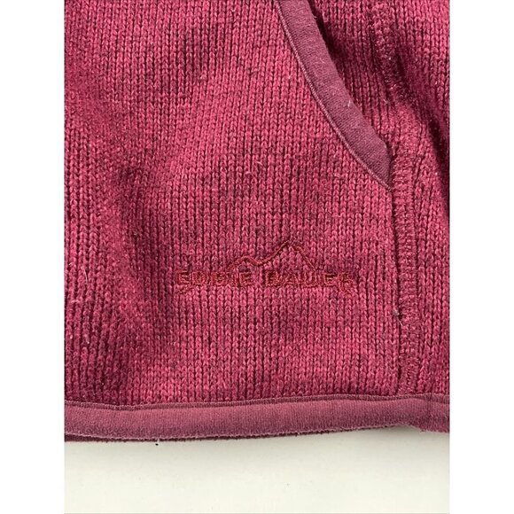 Eddie Bauer Full Zip Knit Fleece Jacket Women’s M Maroon Pockets Mock Neck - Picture 12 of 12